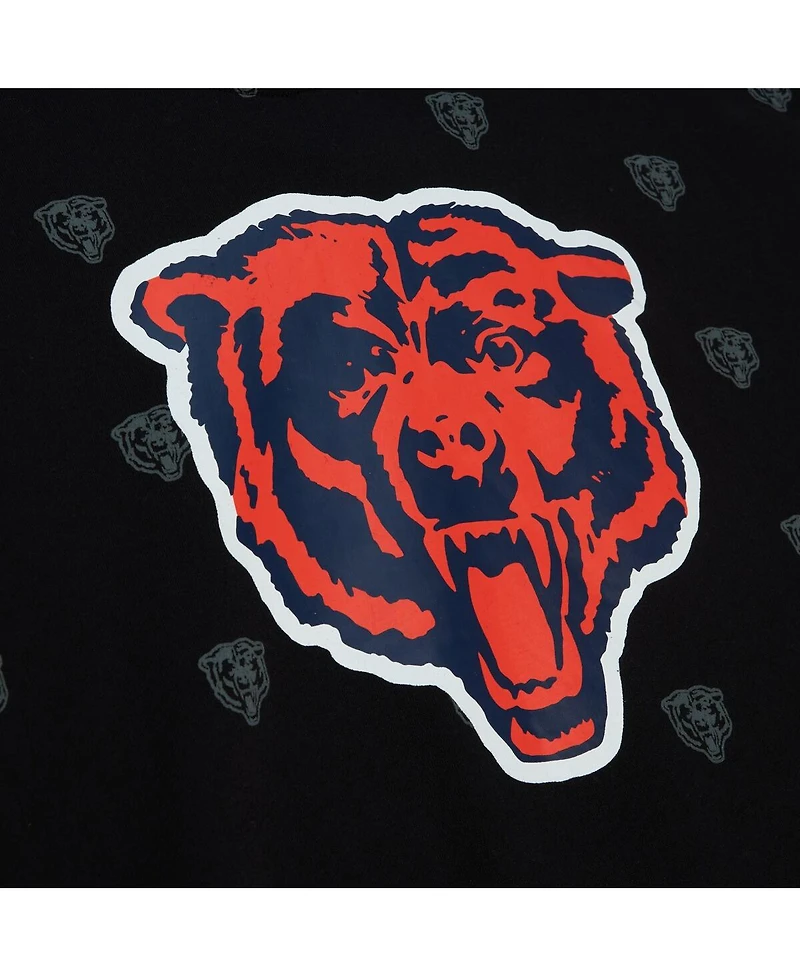 Men's Mitchell & Ness Black Chicago Bears Allover Print Fleece Pullover Hoodie