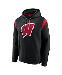 Men's Fanatics Black Wisconsin Badgers Gym Rat Pullover Hoodie