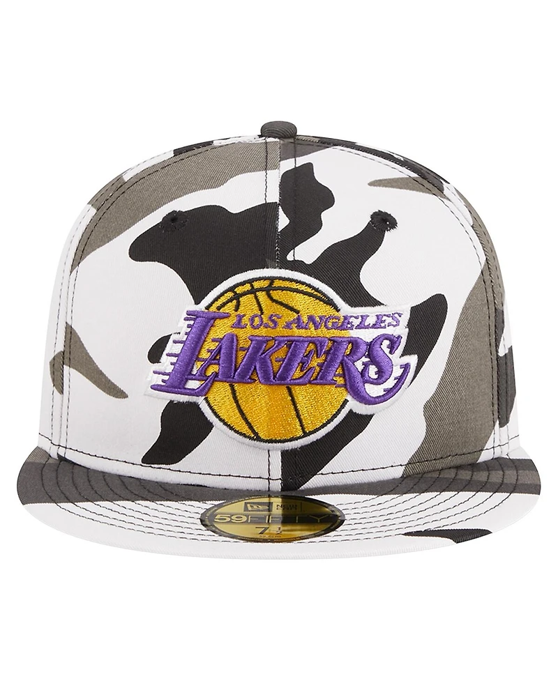 Men's New Era Los Angeles Lakers Snow Camo 59FIFTY Fitted Hat
