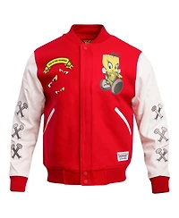 Men's Freeze Max Red Looney Tunes Franken Tweety Varsity Full-Snap Jacket