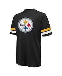 Men's Majestic Threads T.j. Watt Black Distressed Pittsburgh Steelers Name and Number Oversize Fit T-shirt
