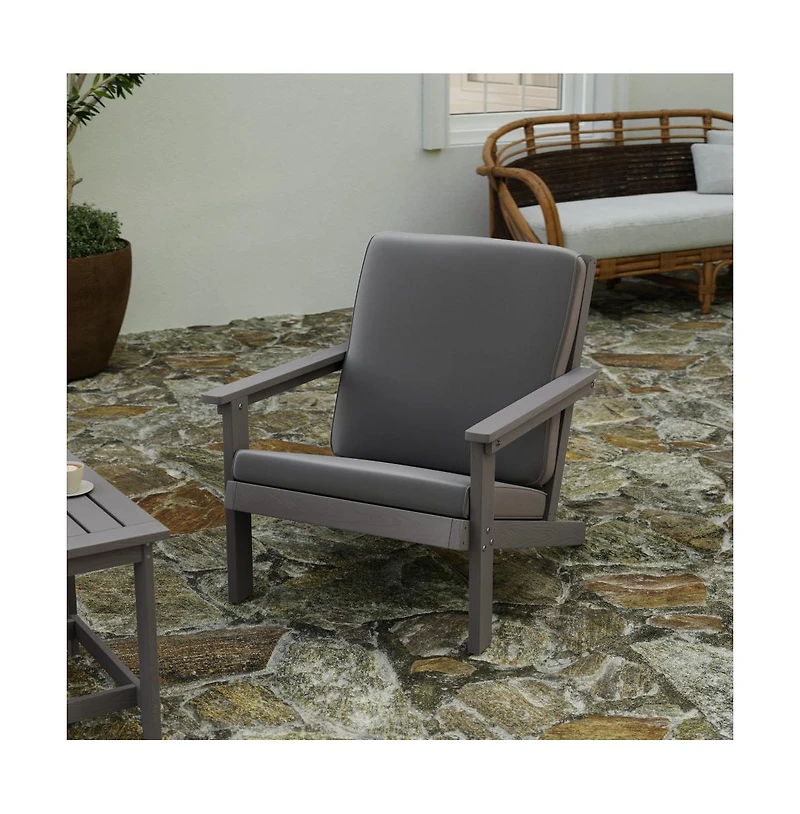 Riviera All-Weather Poly Resin Wood Adirondack Style Deep Seat Patio Club Chair With Cushions