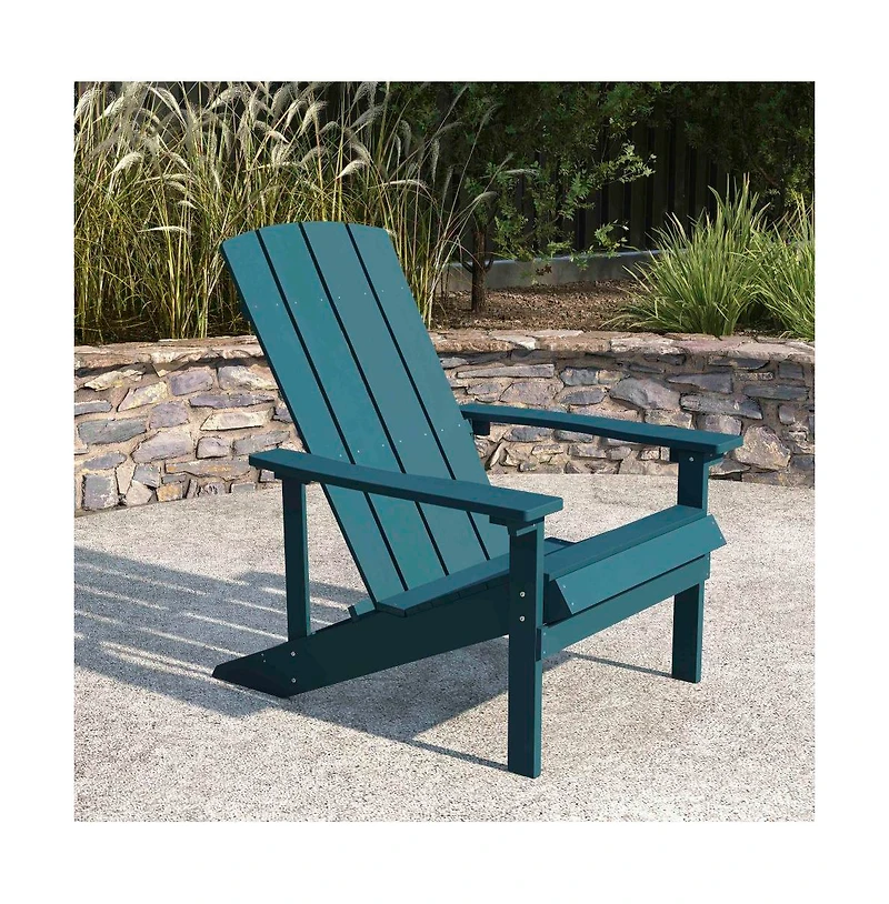 Riviera Azure Adirondack Patio Chairs With Vertical Lattice Back And Weather Resistant Frame