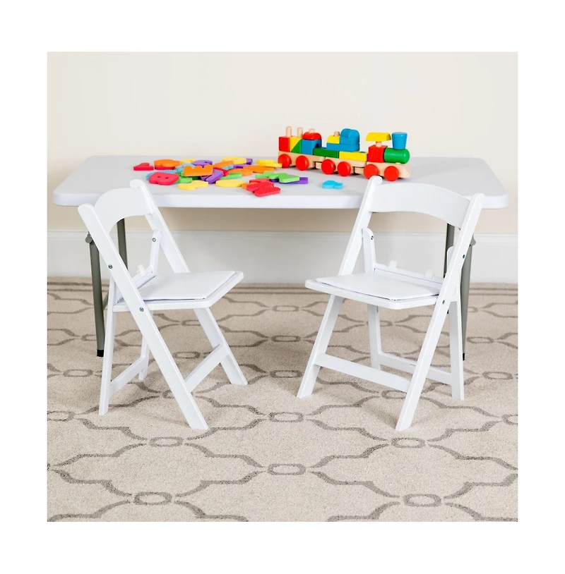 Kids Folding Chairs With Padded Seats | Set Of 2 Resin Folding Chair With Vinyl Padded Seat For Kids