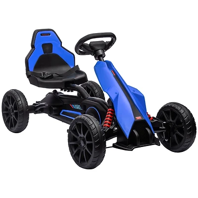 Aosom Kids Pedal Go Kart, Outdoor Ride on Toy with Adjustable Seat, Swing Axle, Handbrake, 4 Non-Slip Eva Wheels for Boys and Girls Aged 3-8 Years Old