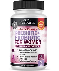 Bio Schwartz Prebiotic & Probiotics for Women - Black Clover, Red Cohosh - Digestive Enzymes, Gut Health Support