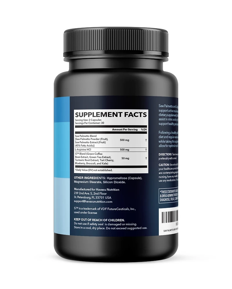 Saw Palmetto + L-Arginine Capsules, Havasu Nutrition, 60ct