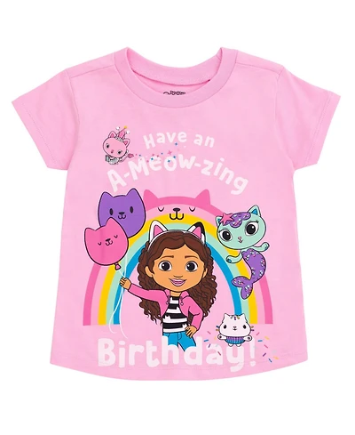 Gabby's Dollhouse Little Girls Dreamworks Gabbys Mercat Kitty Fairy Cakey Cat Birthday T-Shirt Toddler|Child