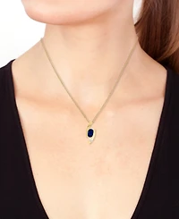 Effy Sapphire (1-3/8 ct. t.w.) & Diamond (1/20 ct. t.w.) Asymmetric 18" Pendant Necklace in 14k Gold