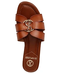 Sam and Libby Women's Reyes Ornamented Slip On Slide Flat Sandals