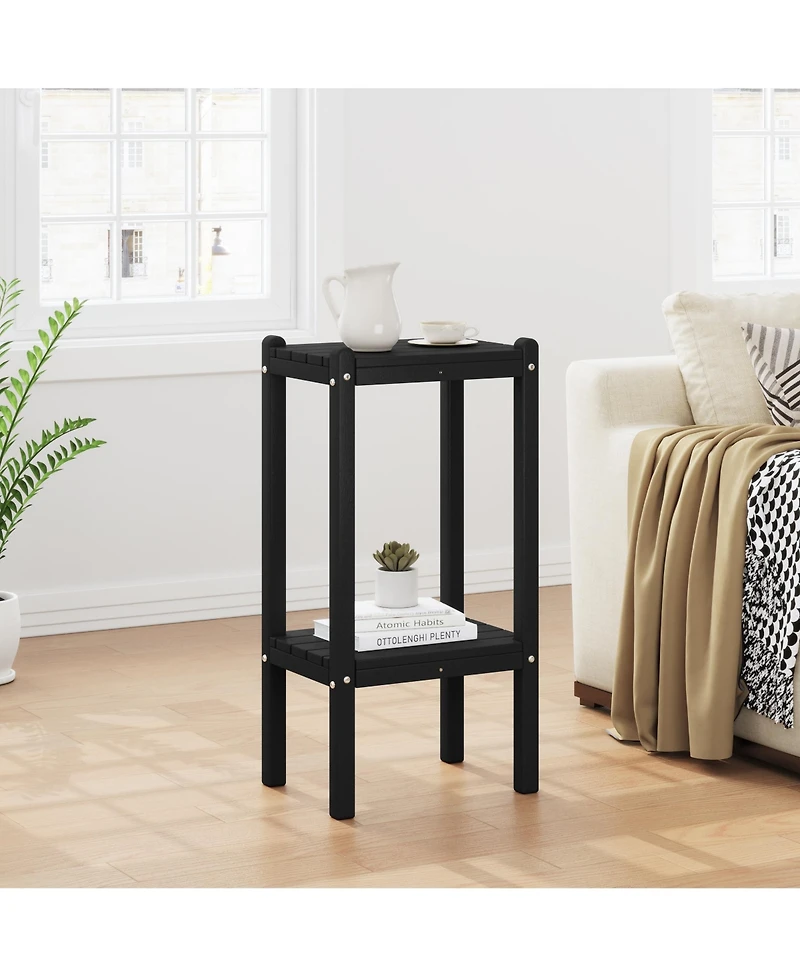 36" Outdoor Adirondack Hdpe 2-Tier Patio Side Table