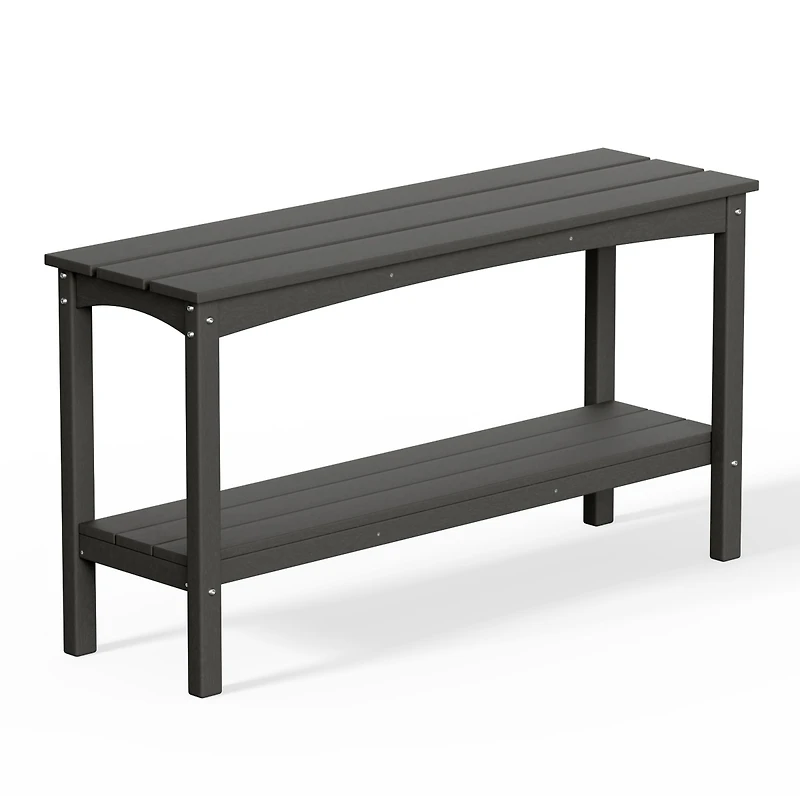 55" Outdoor Patio Hdpe Adirondack 2-Tier Shelf Console Table