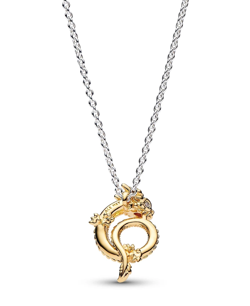Pandora Sterling Silver and 14K Gold-Plated Dragon Necklace