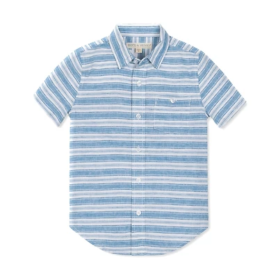 Hope & Henry Boys' Linen Short Sleeve Button Down Shirt