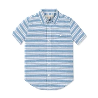 Hope & Henry Boys' Linen Short Sleeve Button Down Shirt, Kids
