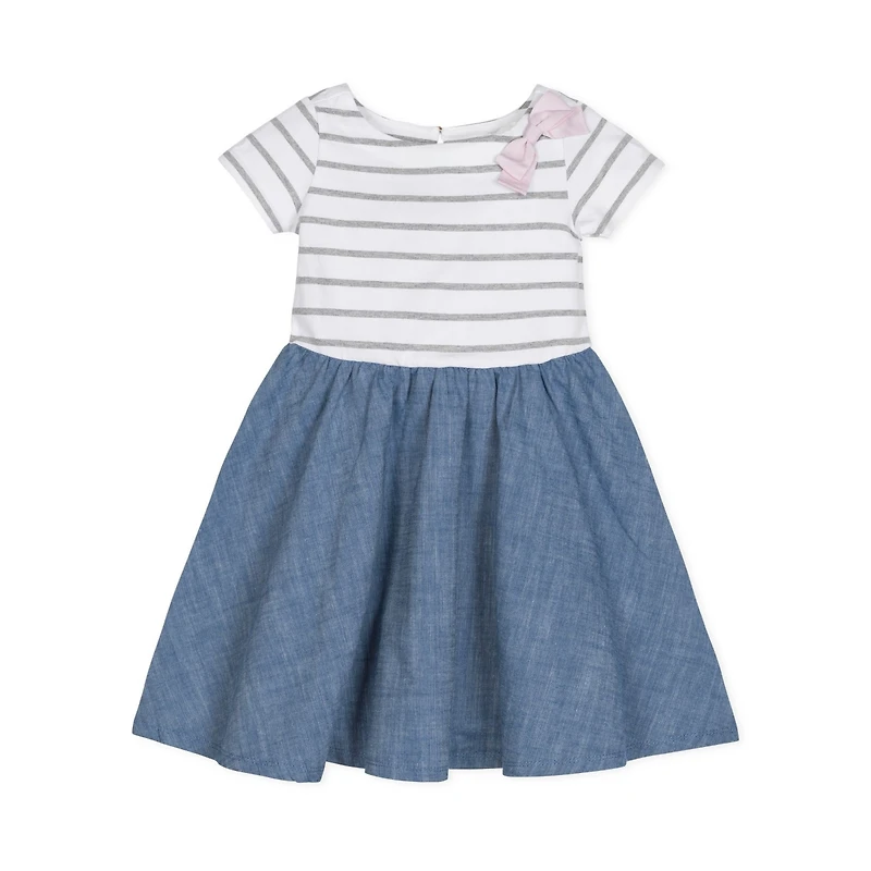 Hope & Henry Girls' Short Sleeve Lightweight Knit Skater Dress, Kids