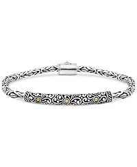Bali Filigree with Borobudur Chain Bracelet Sterling Silver and 18K Gold