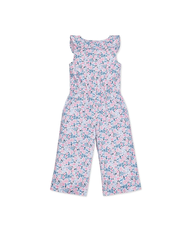 Hope & Henry Girls' Sleeveless Round Collar Button Front Jumpsuit, Infant