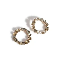 Sohi Women's Silver Circular Stone Drop Earrings