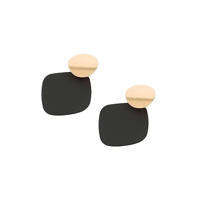 Sohi Women's Black Colorblock Geometric Drop Earrings