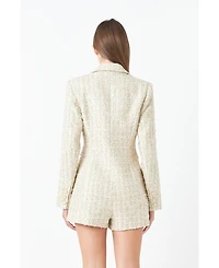 Women's Sequins Tweed Romper