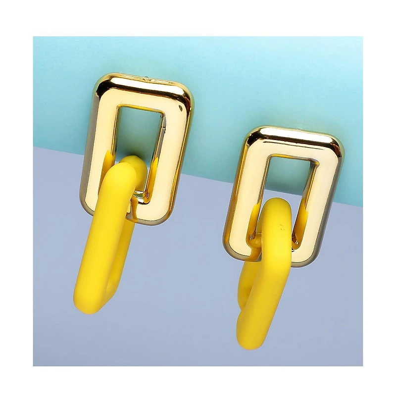 Sohi Women's Yellow Chain-link Drop Earrings