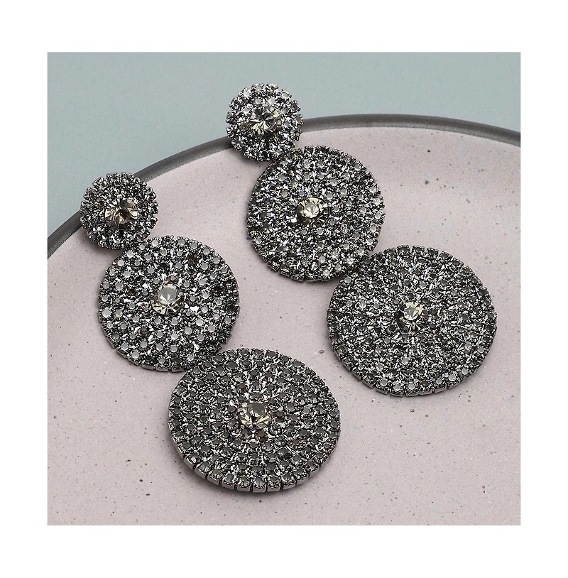 Sohi Women's Black Circular Cluster Drop Earrings