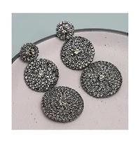 Sohi Women's Black Circular Cluster Drop Earrings