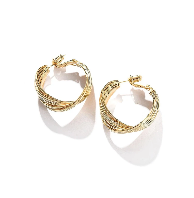 Sohi Women's Gold Twisted Hoop Earrings