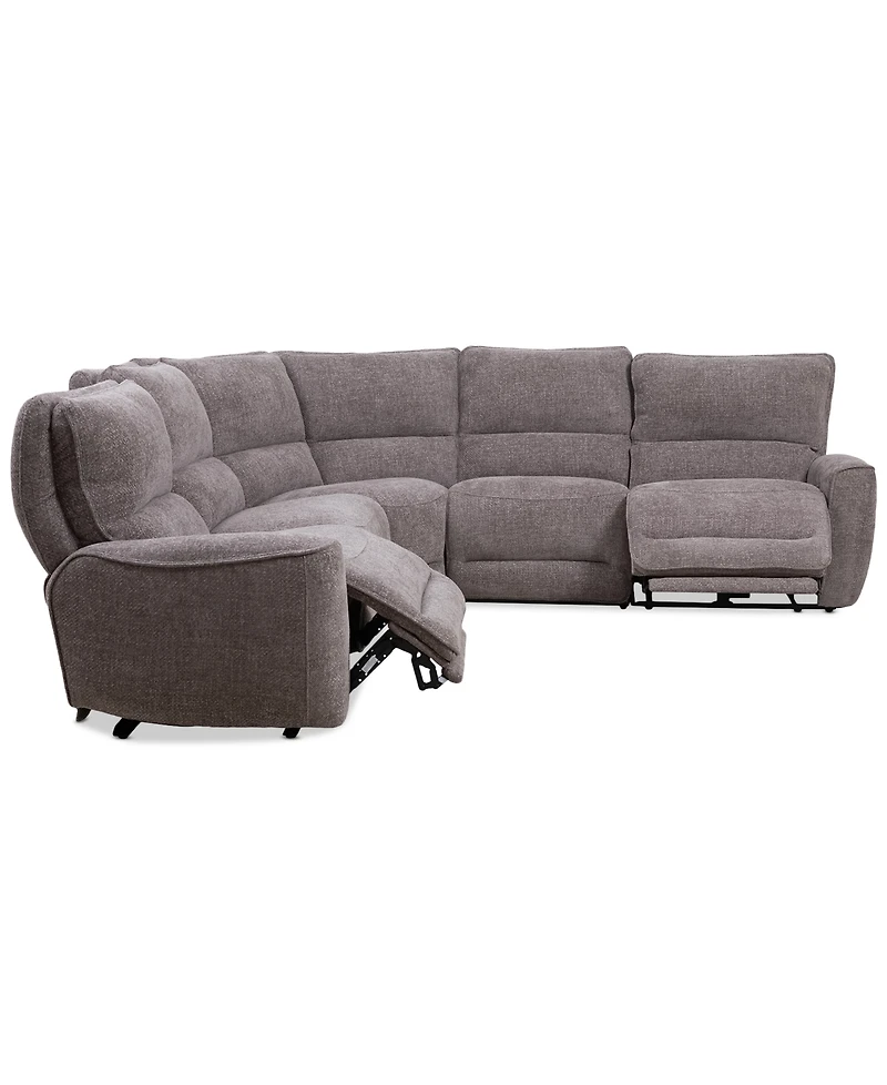 Closeout! Deklyn 116" 5-Pc. Zero Gravity Fabric Sectional with 2 Power Recliners, Created for Macy's