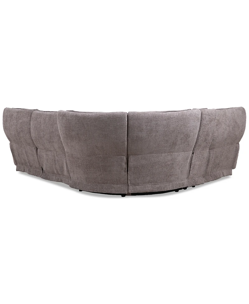 Closeout! Deklyn 116" 5-Pc. Zero Gravity Fabric Sectional with 3 Power Recliners & 1 Console, Created for Macy's