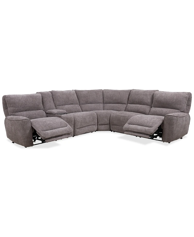 Closeout! Deklyn 129" 6-Pc. Zero Gravity Fabric Sectional with 2 Power Recliners & 1 Console, Created for Macy's