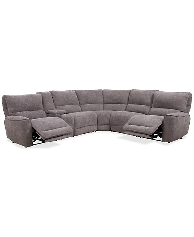 Closeout! Deklyn 129" 6-Pc. Zero Gravity Fabric Sectional with 2 Power Recliners & 1 Console, Created for Macy's