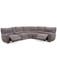 Closeout! Deklyn 129" 6-Pc. Zero Gravity Fabric Sectional with 2 Power Recliners & 1 Console, Created for Macy's