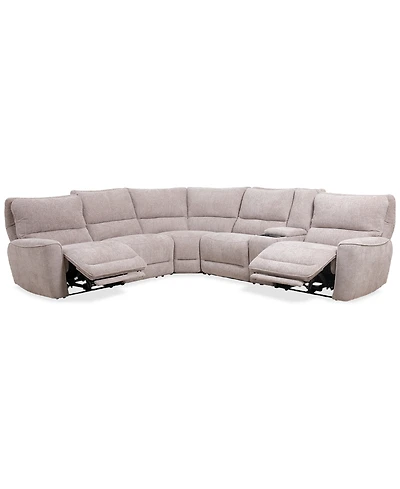 Closeout! Deklyn 129" 6-Pc. Zero Gravity Fabric Sectional with 2 Power Recliners & 1 Console, Created for Macy's