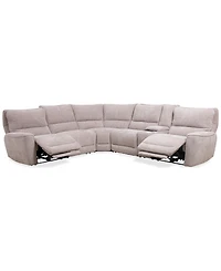 Closeout! Deklyn 129" 6-Pc. Zero Gravity Fabric Sectional with 2 Power Recliners & 1 Console, Created for Macy's