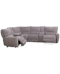 Closeout! Deklyn 129" 6-Pc. Zero Gravity Fabric Sectional with 2 Power Recliners & Consoles, Created for Macy's
