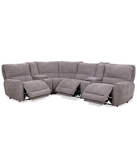 Closeout! Deklyn 129" 6-Pc. Zero Gravity Fabric Sectional with 3 Power Recliners & 2 Consoles, Created for Macy's