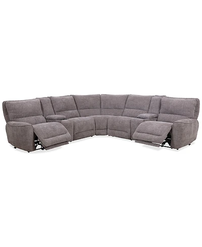 Closeout! Deklyn 129" 7-Pc. Zero Gravity Fabric Sectional with 2 Power Recliners & Consoles, Created for Macy's