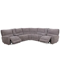 Closeout! Deklyn 129" 7-Pc. Zero Gravity Fabric Sectional with 2 Power Recliners & Consoles, Created for Macy's
