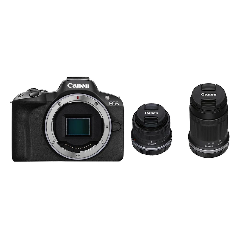 Canon Eos R50 Mirrorless Camera with Rf-s 18-45mm f/4.5-6.3 Is Stm and Rf-s 55-210mm f/5-7.1 Is Stm Lens, Black