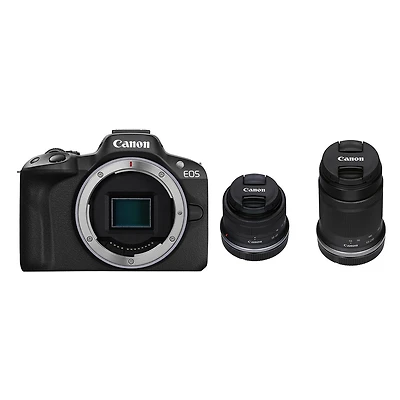 Canon Eos R50 Mirrorless Camera with Rf-s 18-45mm f/4.5-6.3 Is Stm and Rf-s 55-210mm f/5-7.1 Is Stm Lens, Black