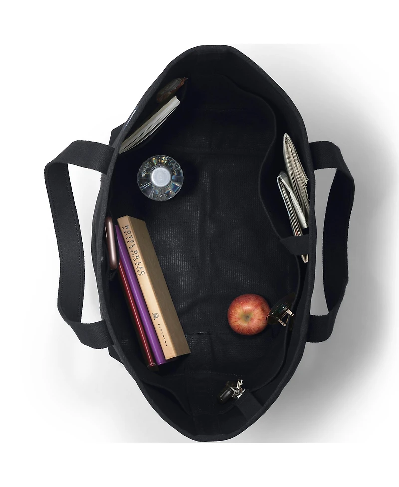 Lands' End Large Solid Color 5 Pocket Open Top Canvas Tote Bag