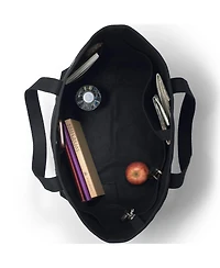 Lands' End Large Solid Color 5 Pocket Open Top Canvas Tote Bag