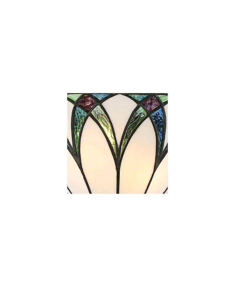 Regency Hill Filton Tiffany Style Wall Light Sconce Bronze Hardwire 12 1/4" Fixture White Blue Stained Art Glass Shade for Bedroom Bathroom Hallw