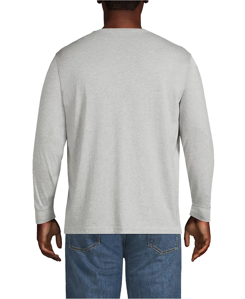 Lands' End Men's Big and Tall Super-t Long Sleeve Henley T-Shirt