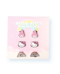 Sanrio Hello Kitty and Friends Clip On Earrings 3-Pack - Rainbow, My Melody and Hello Kitty Earrings…