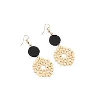 Sohi Women's Black Metallic Bat Drop Earrings