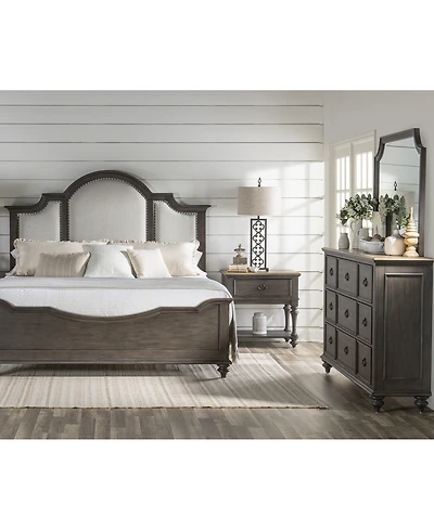 Mandeville 3pc Bedroom Set (Upholstered California King Bed + Dresser 1-Drawer Nightstand)