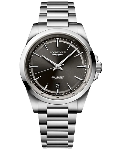 Longines Men's Swiss Automatic Conquest Stainless Steel Bracelet Watch 41mm